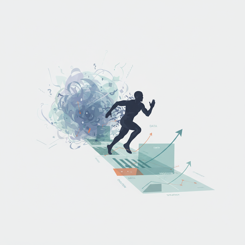 運動員從模糊的努力轉向清晰的數據科學訓練，代表個人進化。