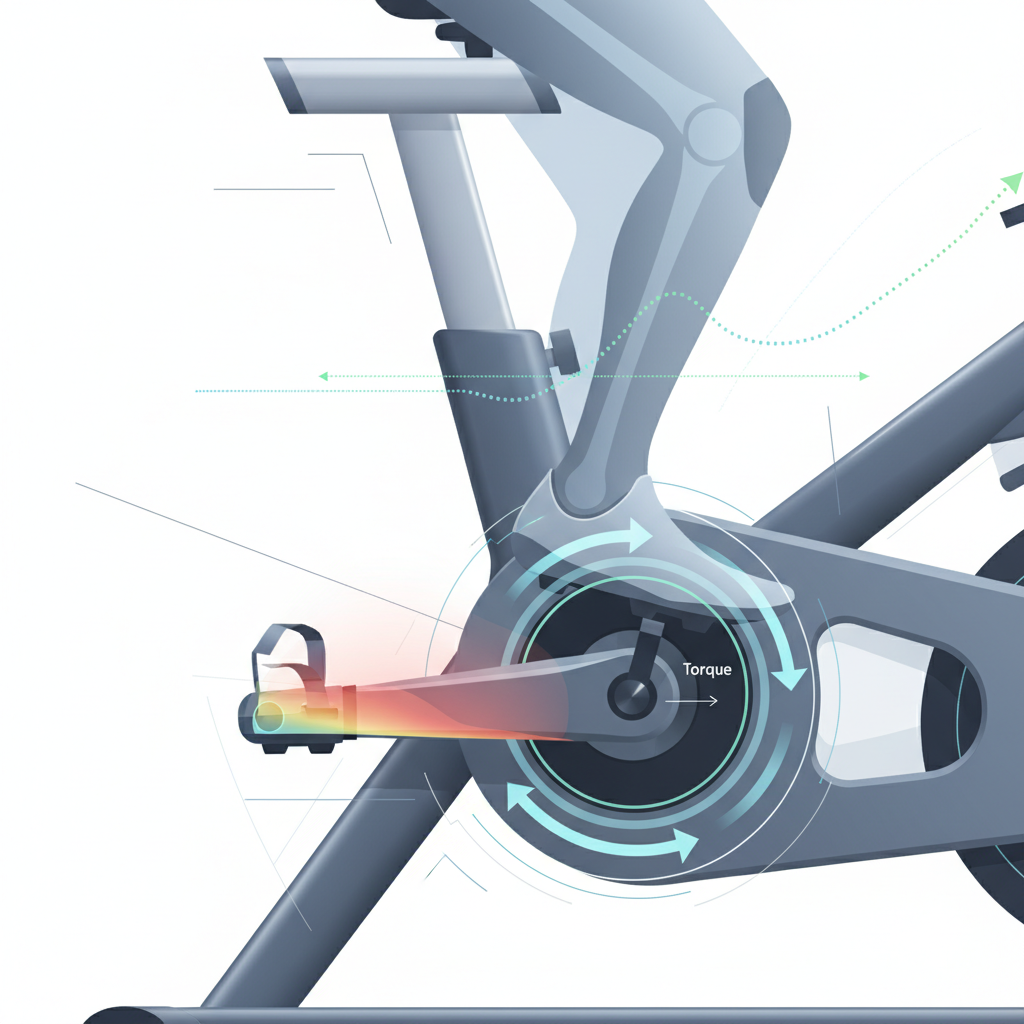 高精度生物力學感測器捕捉智能飛輪腳踏系統的施力向量與功率平衡。